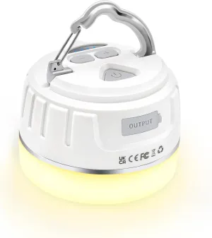 Rechargeable LED Camping Lantern 1000LM, 300H Runtime, 6400mAh, IPX5 Waterproof Tent Light for Camping, Hiking, Power Outages, Home, Emergency Use - Standard Edition,White