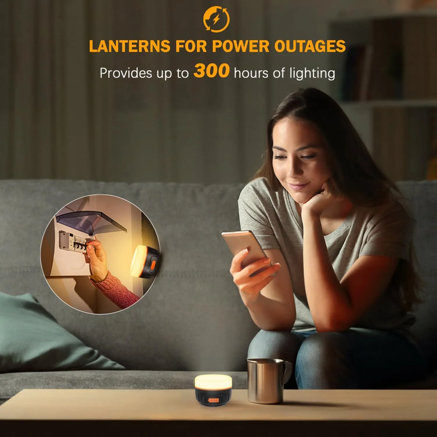 Rechargeable LED Camping Lantern 1000LM, 300H Runtime, 6400mAh, IPX5 Waterproof Tent Light for Camping, Hiking, Power Outages, Home, Emergency Use - Standard Edition,White