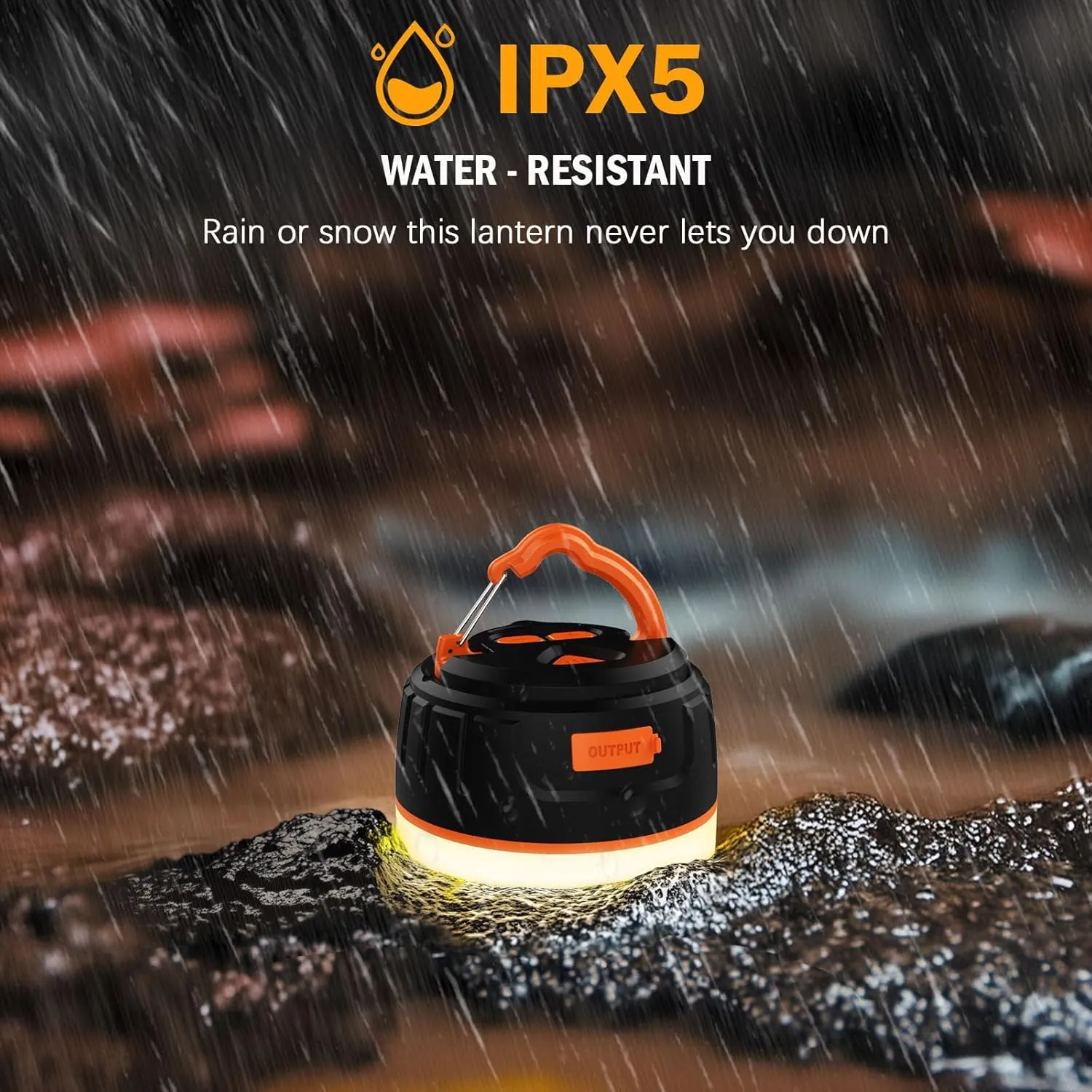 Rechargeable LED Camping Lantern 1000LM, 300H Runtime, 6400mAh, IPX5 Waterproof Tent Light for Camping, Hiking, Power Outages, Home, Emergency Use - Wireless Remote Edition,Orange