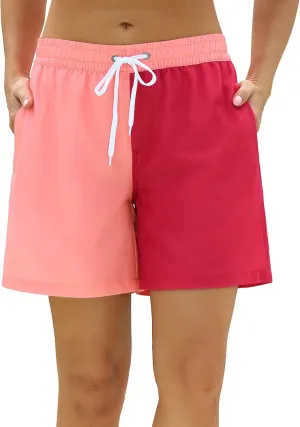 Rocorose Women's Board Shorts Quick Dry Summer Sports Drawstring Beach Trunks Built-in Liner with Pockets