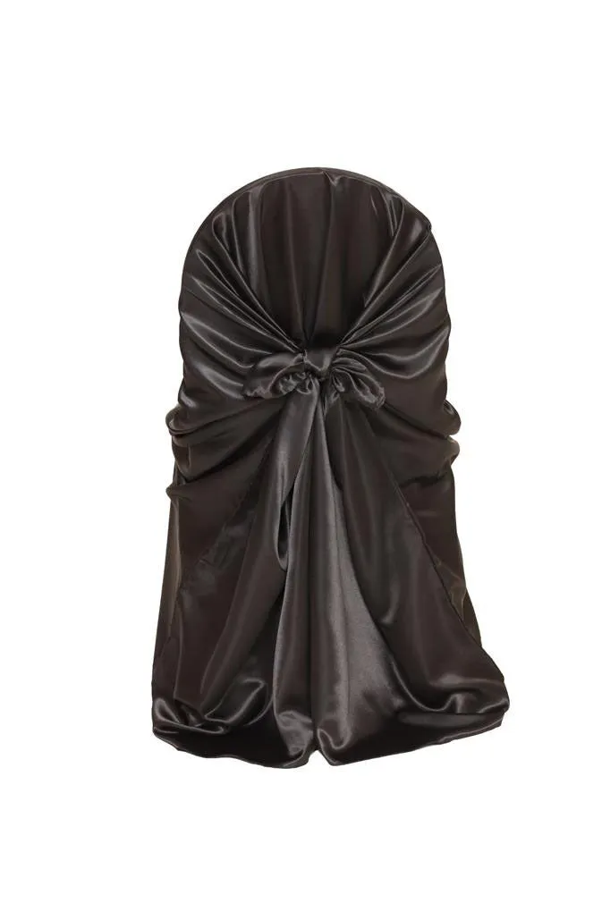 Satin Self-Tie Universal Chair Cover Black