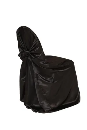 Satin Self-Tie Universal Chair Cover Black