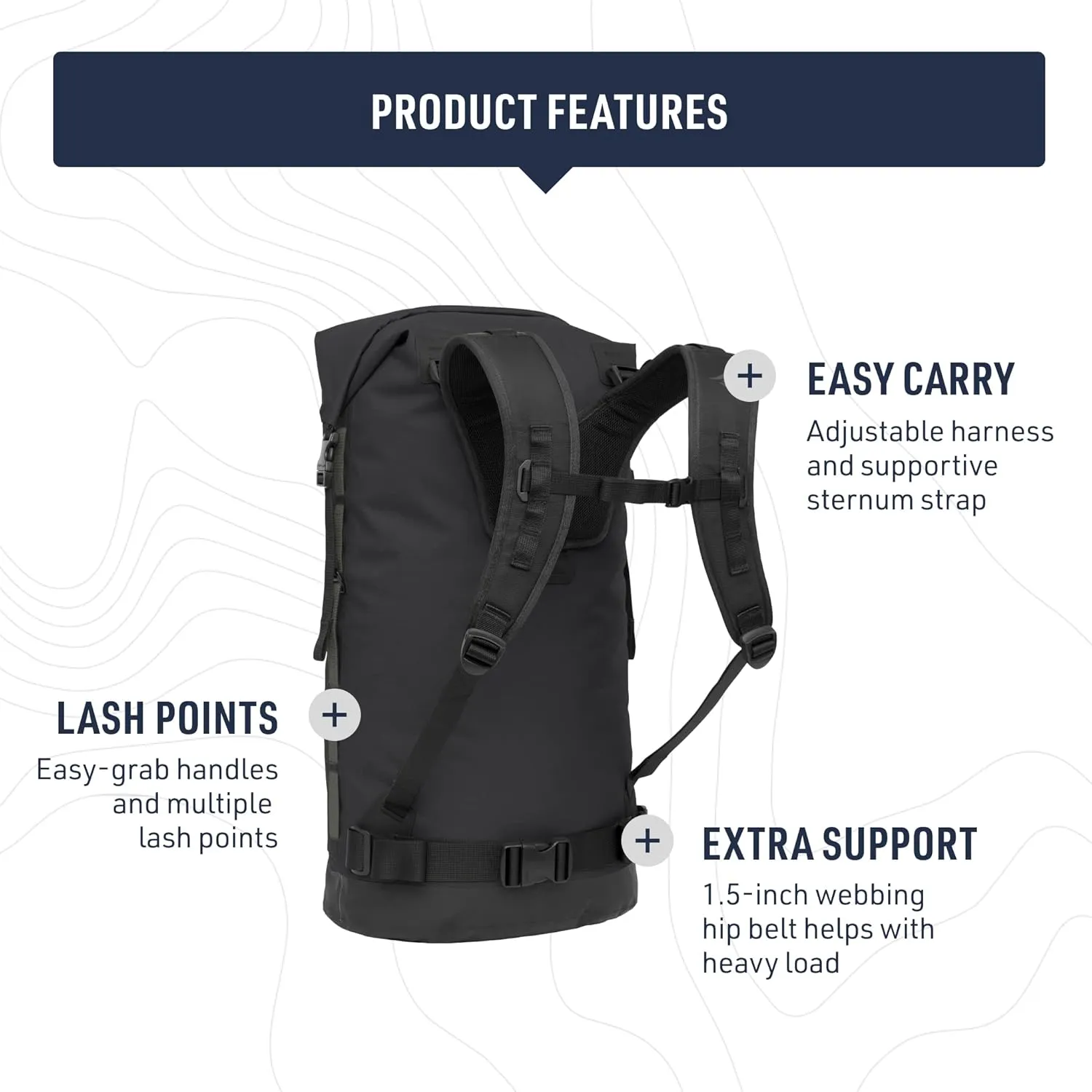 Sea to Summit Big River Dry Backpack with Adjustable Harness, 75 Liter, Jet Black