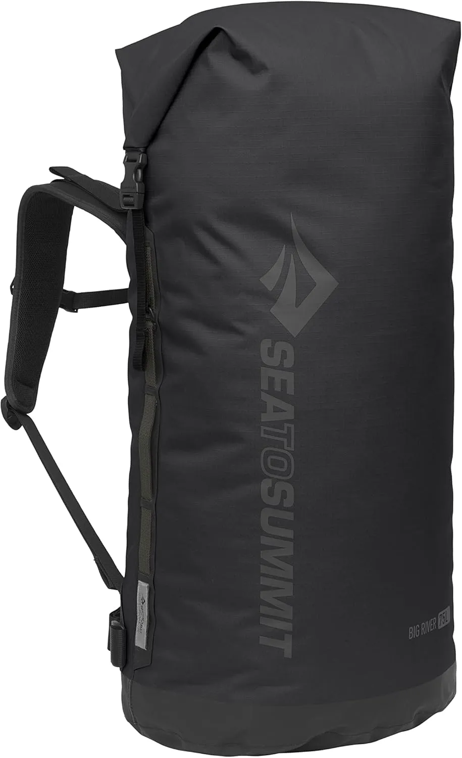 Sea to Summit Big River Dry Backpack with Adjustable Harness, 75 Liter, Jet Black
