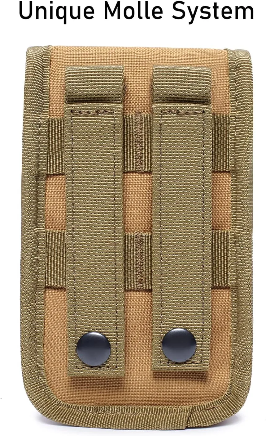 Tactical Molle Phone Pouch EDC Cellphone Holder Smartphone Case Organizer Bag with US Flag Patch & Molle Key Ring