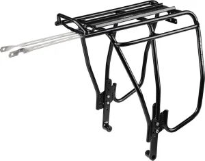 Topeak Uni Super Tourist Fat MTX 2.0 Rear Rack (TA2152B)  57 lbs Capacity, Adjustable for 24/26 Fat Bikes, Disc Brake Compatible, MTX QuickTrack System, 6061-T6 Aluminum, Side Pannier Support