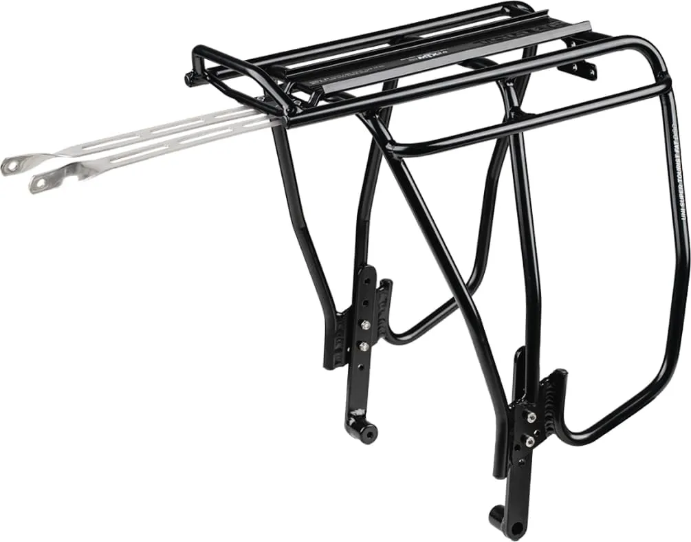 Topeak Uni Super Tourist Fat MTX 2.0 Rear Rack (TA2152B)  57 lbs Capacity, Adjustable for 24/26 Fat Bikes, Disc Brake Compatible, MTX QuickTrack System, 6061-T6 Aluminum, Side Pannier Support