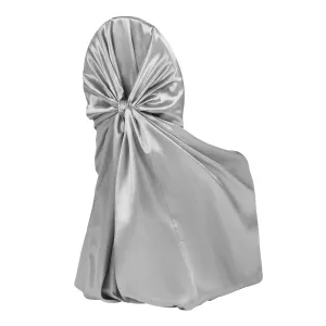 Universal Satin Self Tie Chair Cover - Silver