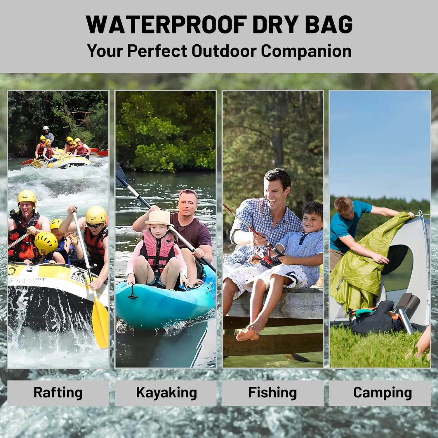Waterproof Dry Bag,Roll Top Cow Print Black and White Waterproof Backpack 5L/10L/20L Floating and Lightweight Bags for Kayaking, Boating, Fishing, Swimming and Camping with Waterproof Phone Case