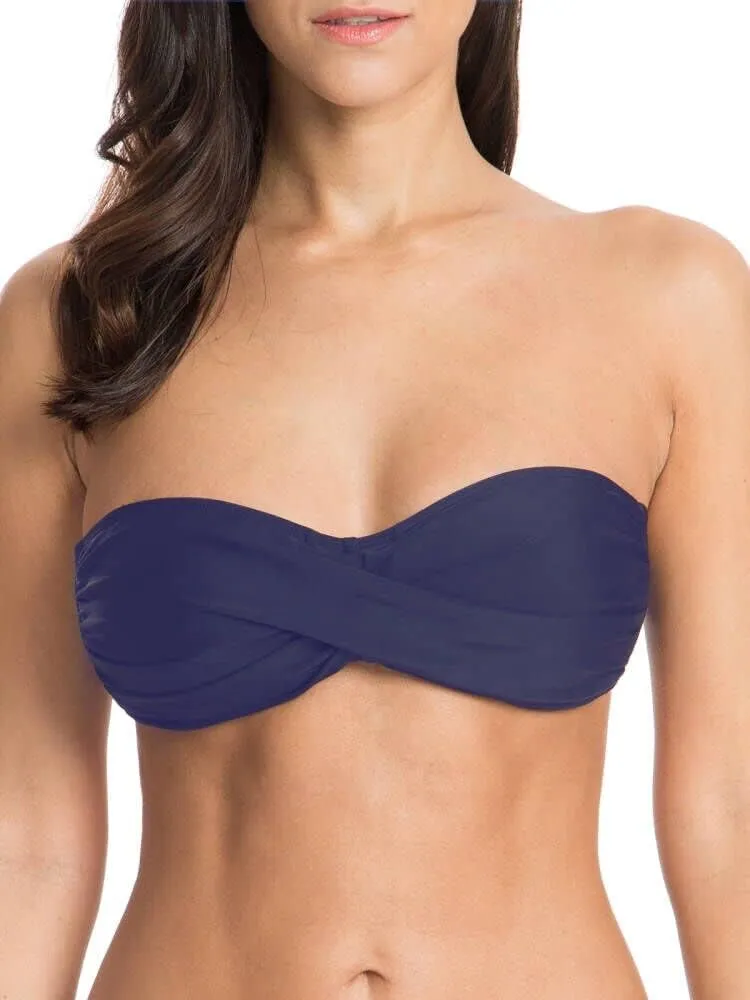 Women's Bandeau Bikini Top Strapless Tie Back Bathing Suit Top
