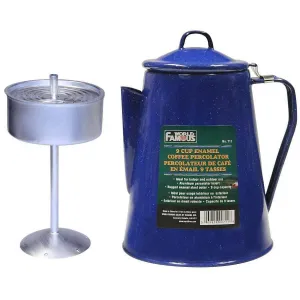 World Famous 9 Cup Enamel Coffee Percolator - Blue