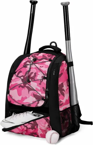 Youth Baseball Bag-Baseball Backpack for T-Ball&Softball Equipment with Fence Hook,Bat&Glove Holder,Large Main Compartment for Helmet,Accessories,Shoes Compartment